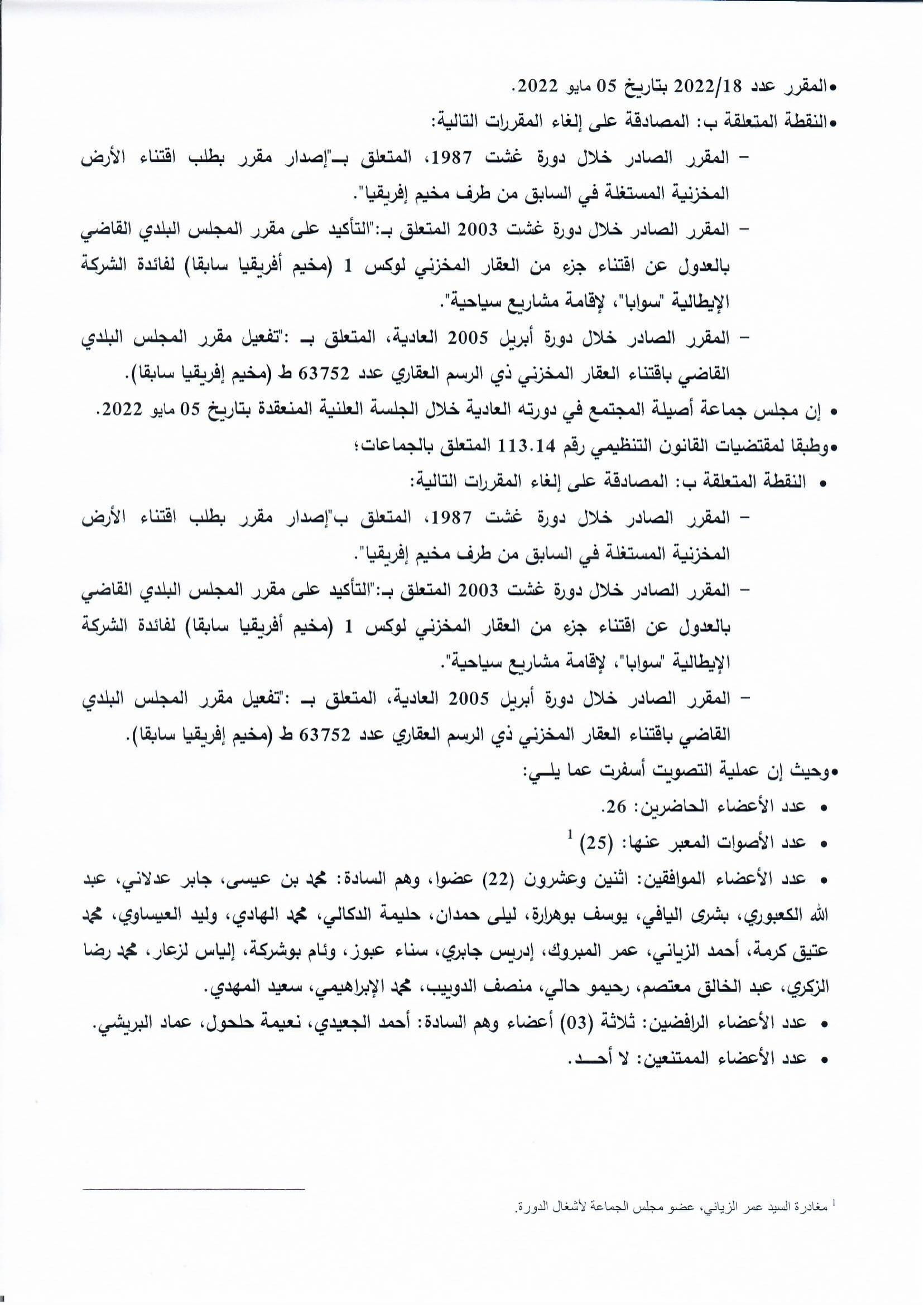 المصادقة على إلغاء مقررات.1